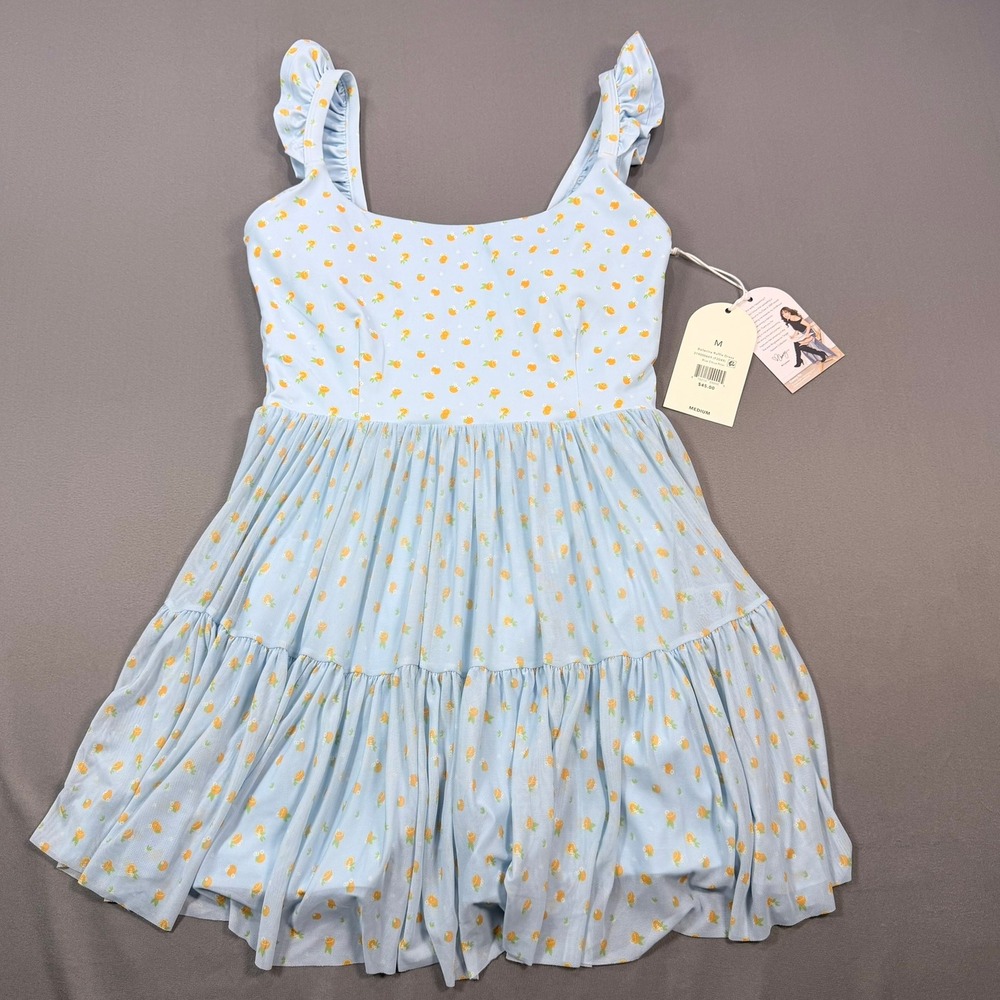Blogilates Womens M Blue Citrus Mesh Ballerina Ruffle Dress Built-in Shorts NWT - Picture 11 of 12